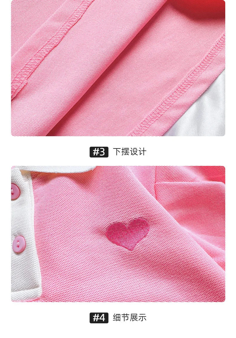 New Casual Teenagers Girls Dress Summer Princess Cartoon Heart Lapel Dresses For 2-12 Years Girl Children Birthday Present