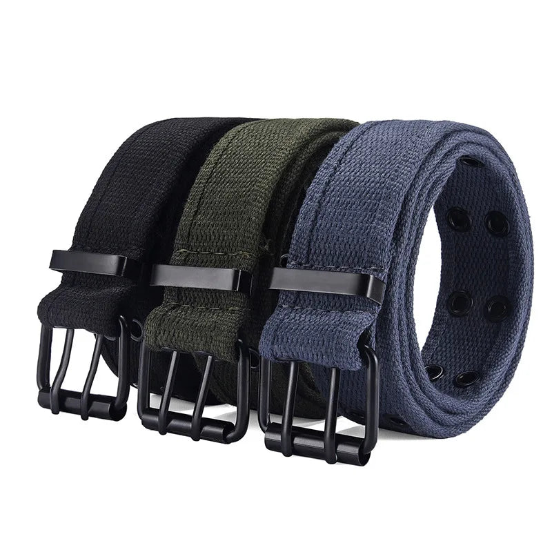 Men and women canvas belts are porous and need not be punched The buckle belts are sturdy and durable jeans waist for students