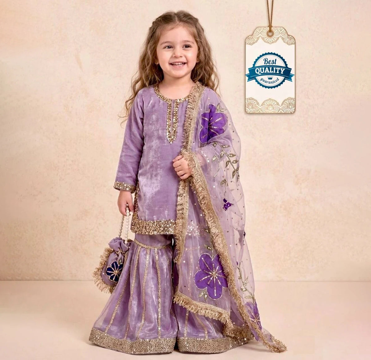 Sharara Suit Girls Kids ethnic Shalwar Kameez Indian Punjabi Pakistani Style Embroidery Wedding and Festive Party Wear Children