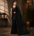 Red Embroidered Premium Georgette Saree Gold Thread Work Wedding Party Wear Women Traditional Indian Pakistani Clothing