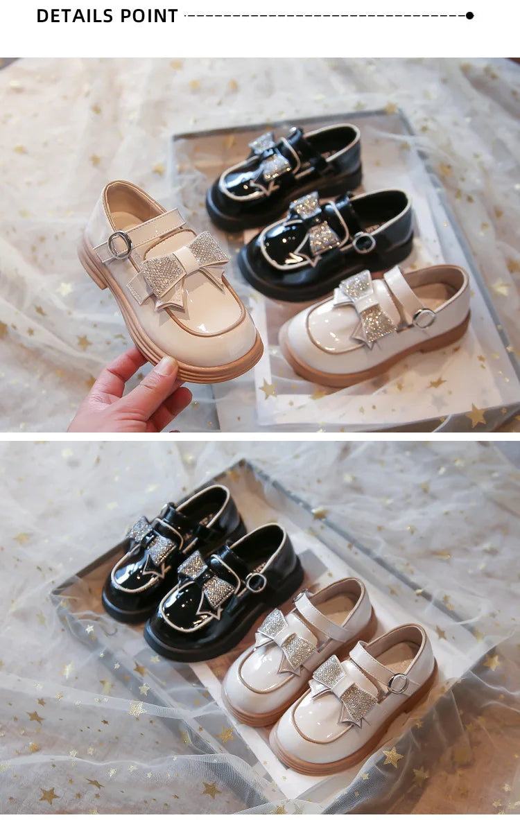 Kids Casual Shoes Children‘s Leather Shoes for Toddlers Girls Party Flats Kids Loafers Bowtie Shoes for Kids Girls Lolita Shoes