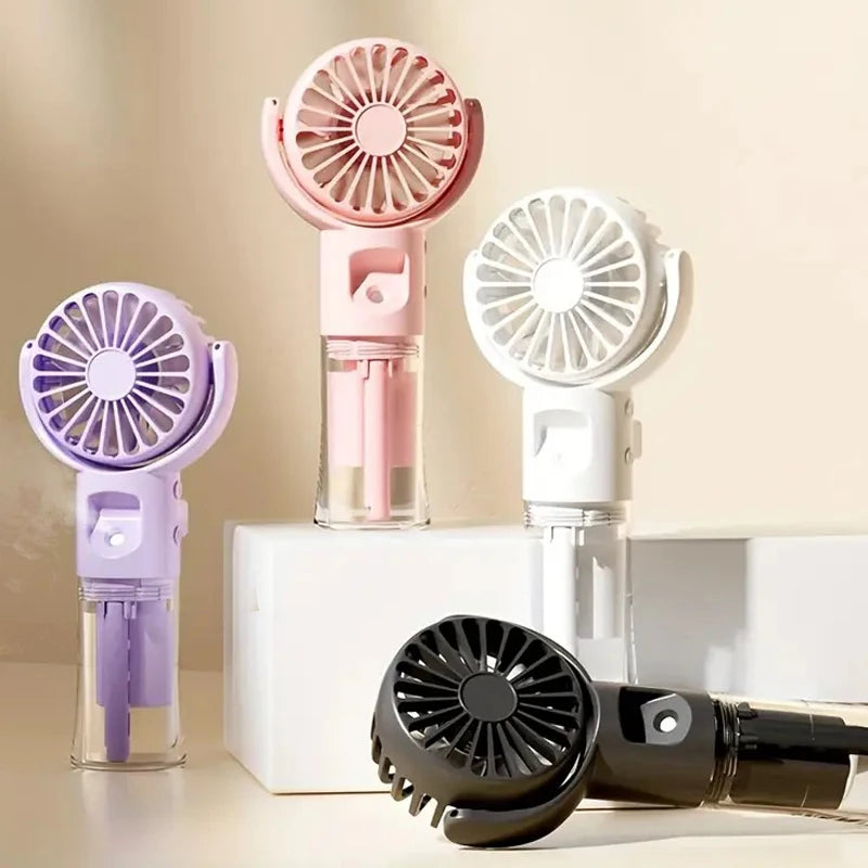 Portable Handheld Misting Fan with 4 Speeds and USB Charging