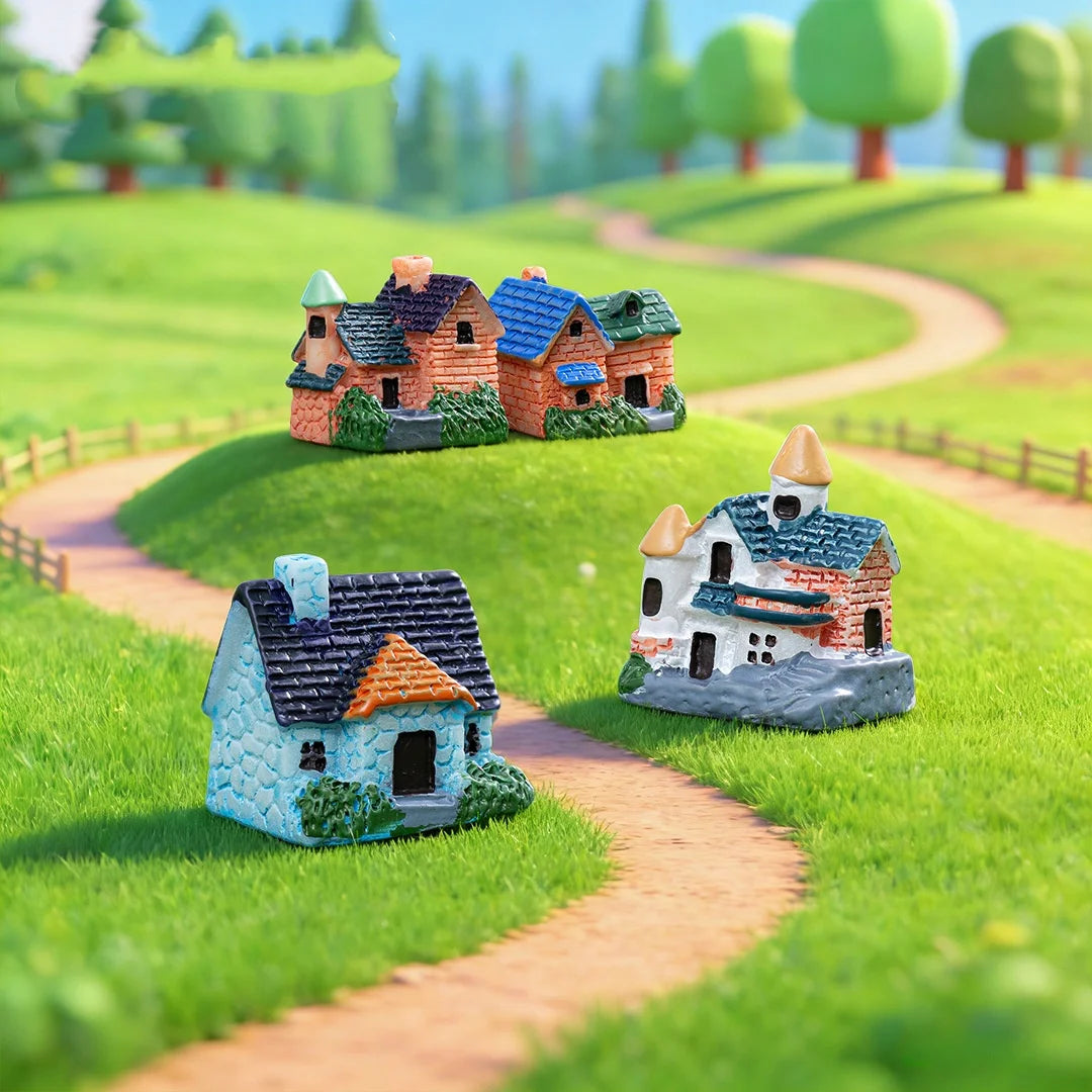 Miniature Resin House Ornament for DIY Crafts and Home Decor