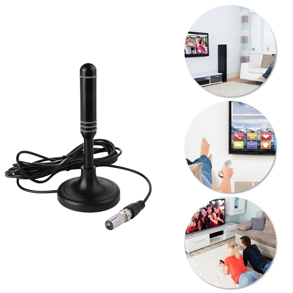 Portable HD Digital TV Antenna with 300cm Coax Cable for DVB-T/T2 DAB Freeview