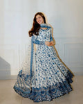 Readymade Indian Long Gown & Dupatta Set, Chiffon Fabric With Digital Print Work Full Stitching Party Outfit for Women and Girls