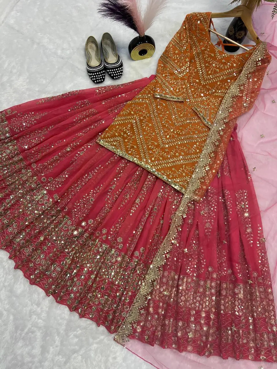 PinkCityBlocks Indian Pakistani Women's Designer Sharara Suit Palazzo Dupatta Heavy Faux Georgette Fabric Modern Ethnic Dress