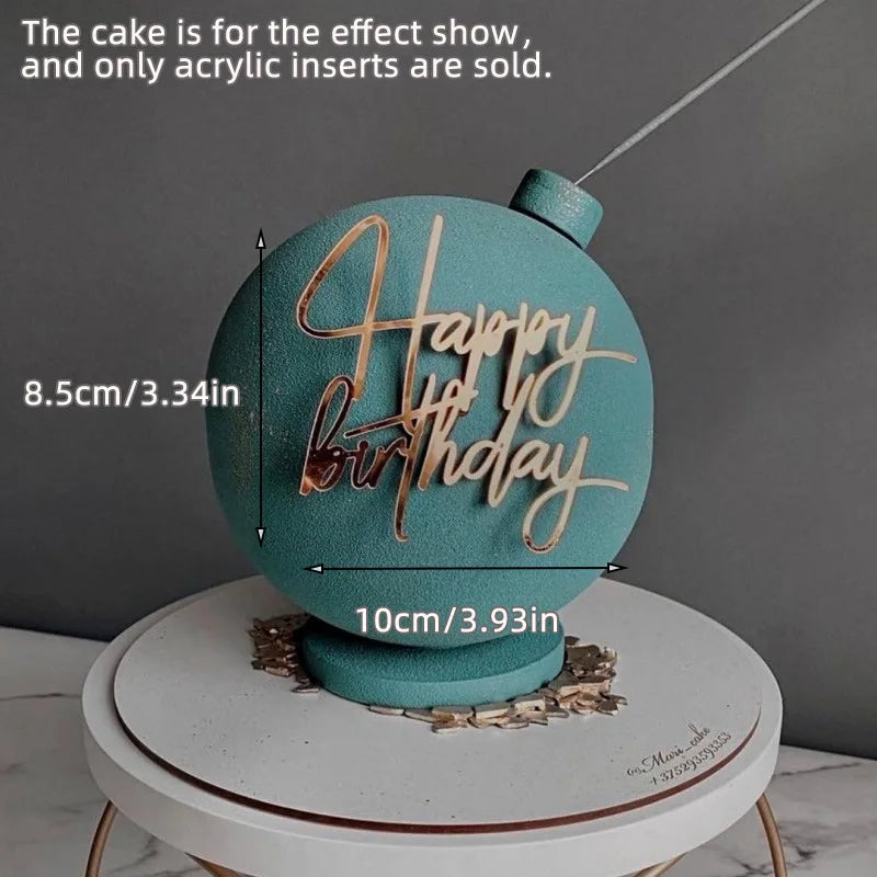 New Happy Birthday Cake Toppers Gold Acrylic Birthday Girl Kids Birthday Party Cake Topper Dessert Decoration Baby Shower Gift