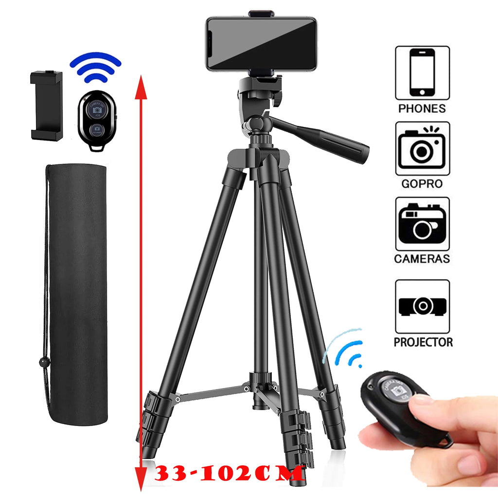 Lightweight Mobile Tripod with Bluetooth Remote and Phone Holder