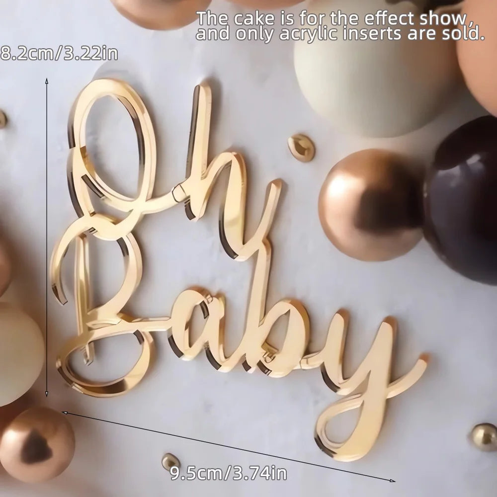 New Happy Birthday Cake Toppers Gold Acrylic Birthday Girl Kids Birthday Party Cake Topper Dessert Decoration Baby Shower Gift