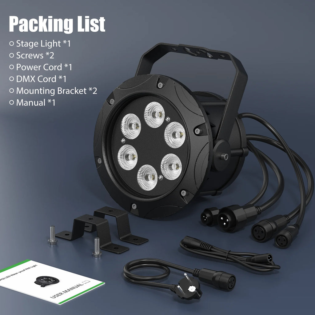 4-Pack IP65 Waterproof RGBW LED Stage Par Lights