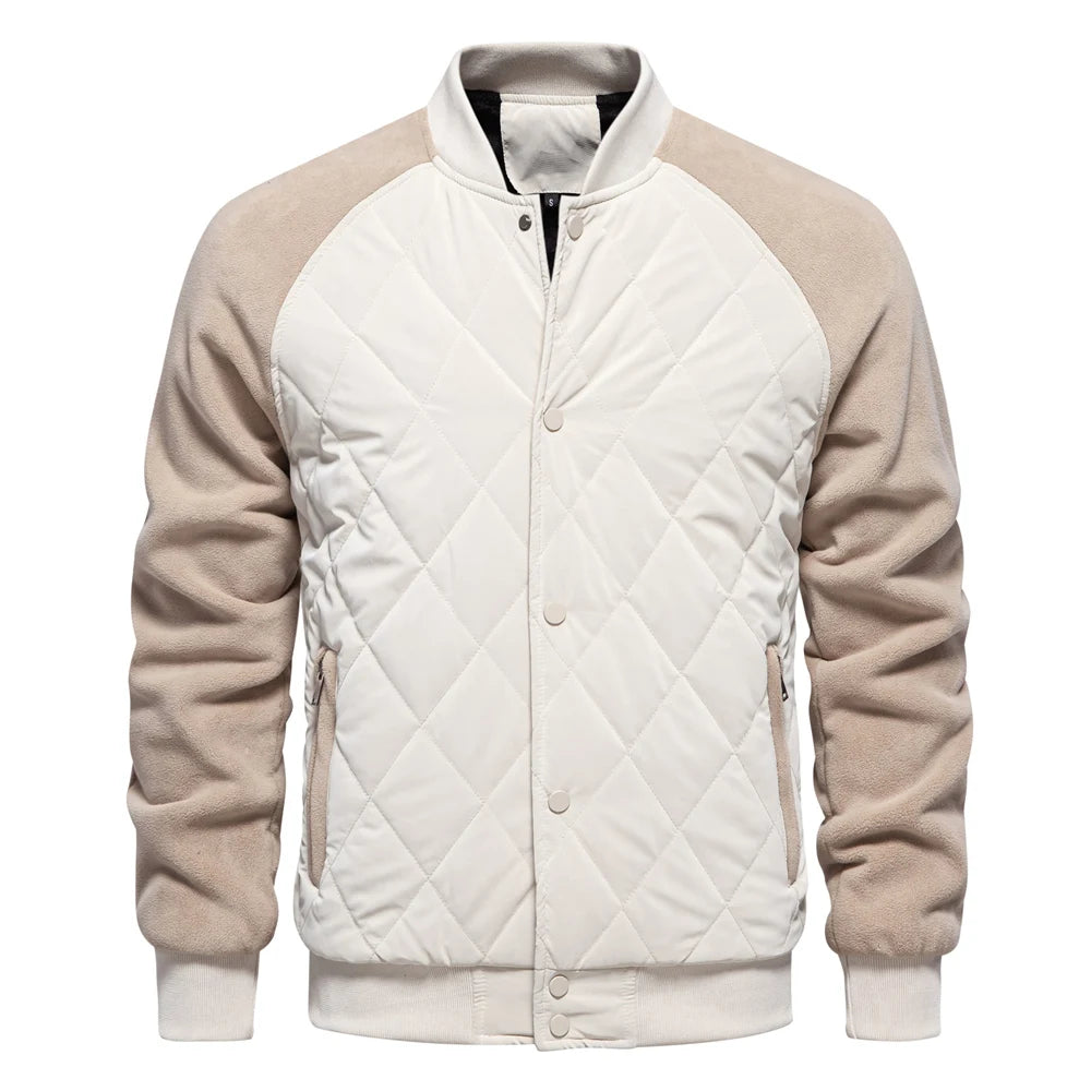 AIOPESON Mens Patchwork Thick Fleece Lined Baseball Bomber Jacket Winter Warm Outwear Jackets Coats for Men