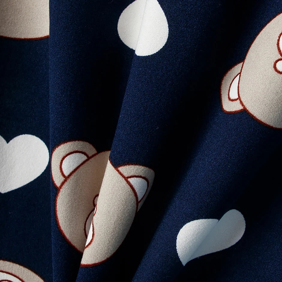 2-Piece Children's Cute Bear Print Fashion Suit Boy's Casual Fashion Round Neck Shirt Girl's Comfortable Wild Shorts Combination