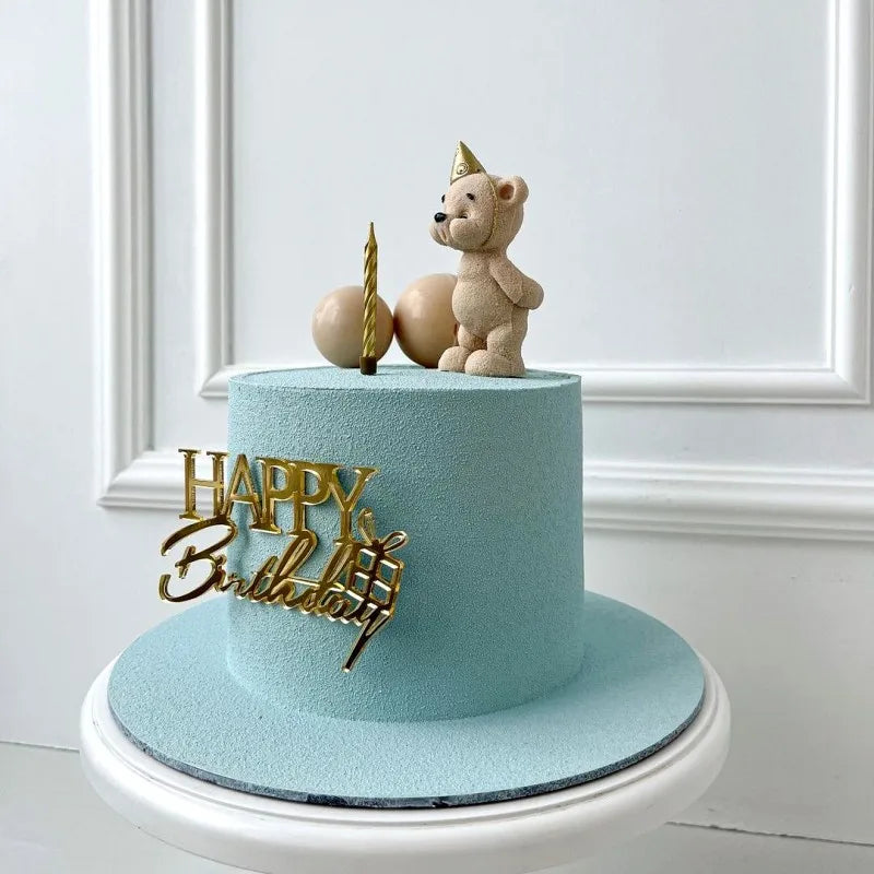 New Happy Birthday Cake Toppers Gold Acrylic Birthday Girl Kids Birthday Party Cake Topper Dessert Decoration Baby Shower Gift