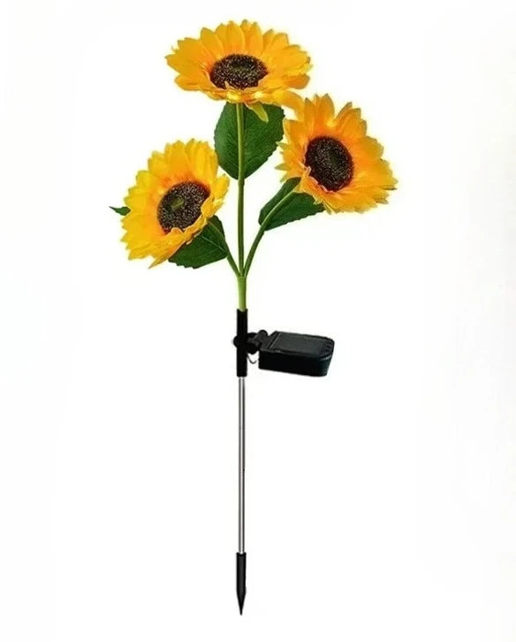 Solar Powered 3-Head Sunflower Outdoor Decorative Garden Light