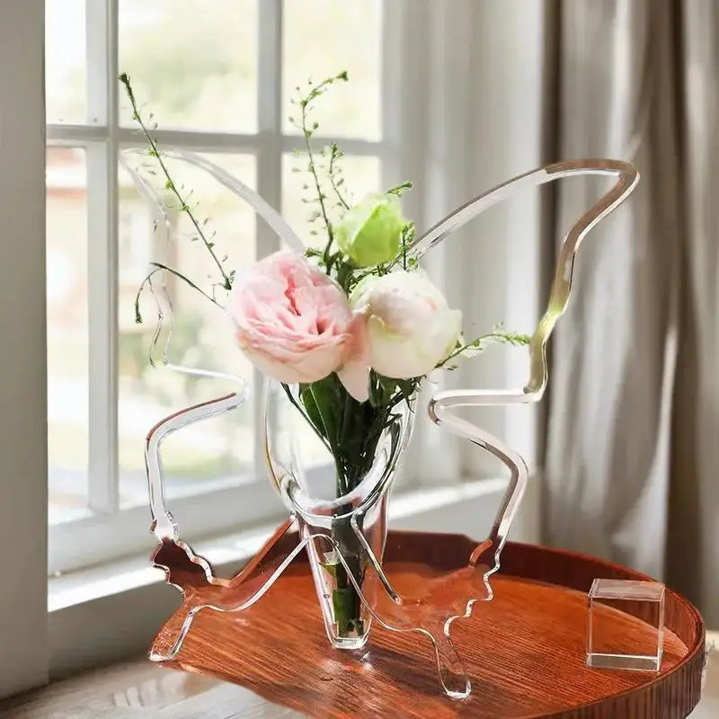 Transparent Acrylic Butterfly Decorative Flower Vase