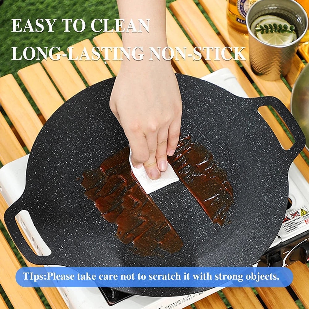 Non-Stick Cast Aluminum Korean BBQ Grill Pan for Gas and Induction