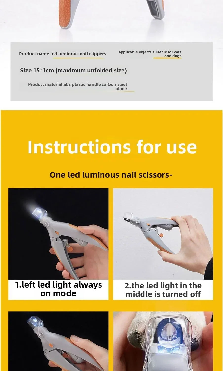 LED Pet Nail Clippers with Safety Guard, Professional Dog Cat Nail Trimmer Kit, Rechargeable Quiet Grooming Tool for Small Medium Dogs