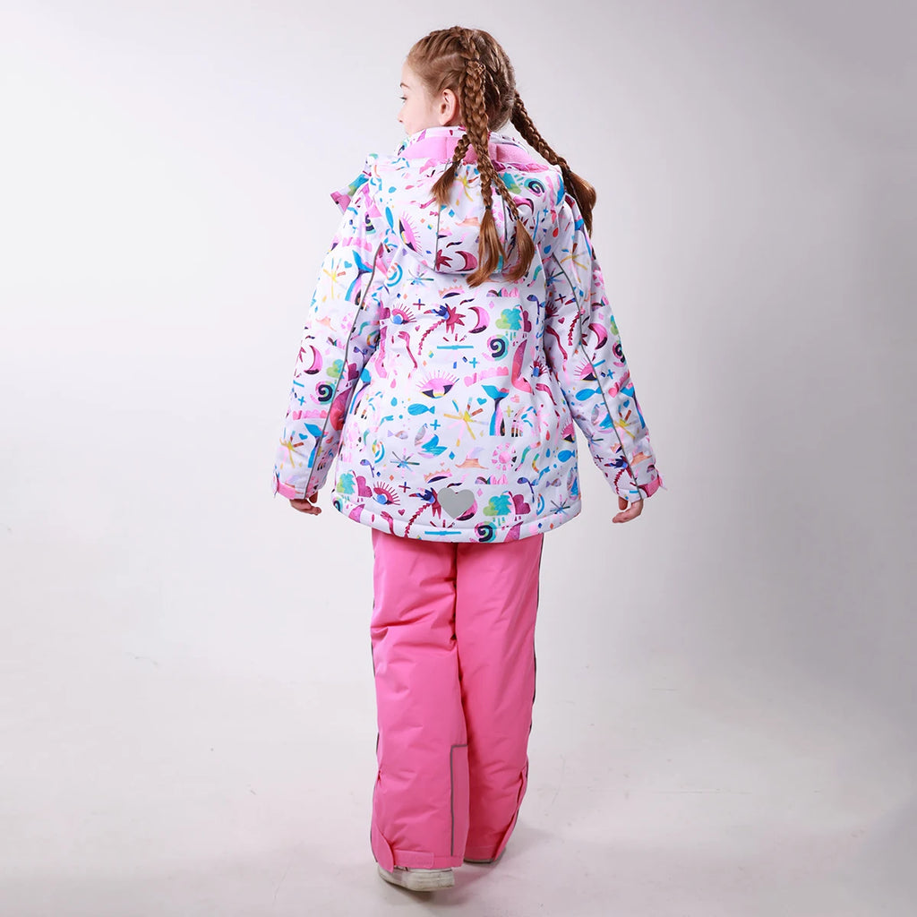 HONEYKING Kids Ski Outwear Winter Warm Windproof Outdoor Sports Snow Jackets Girls Snowboard Coat For Ski Clothing Equipment