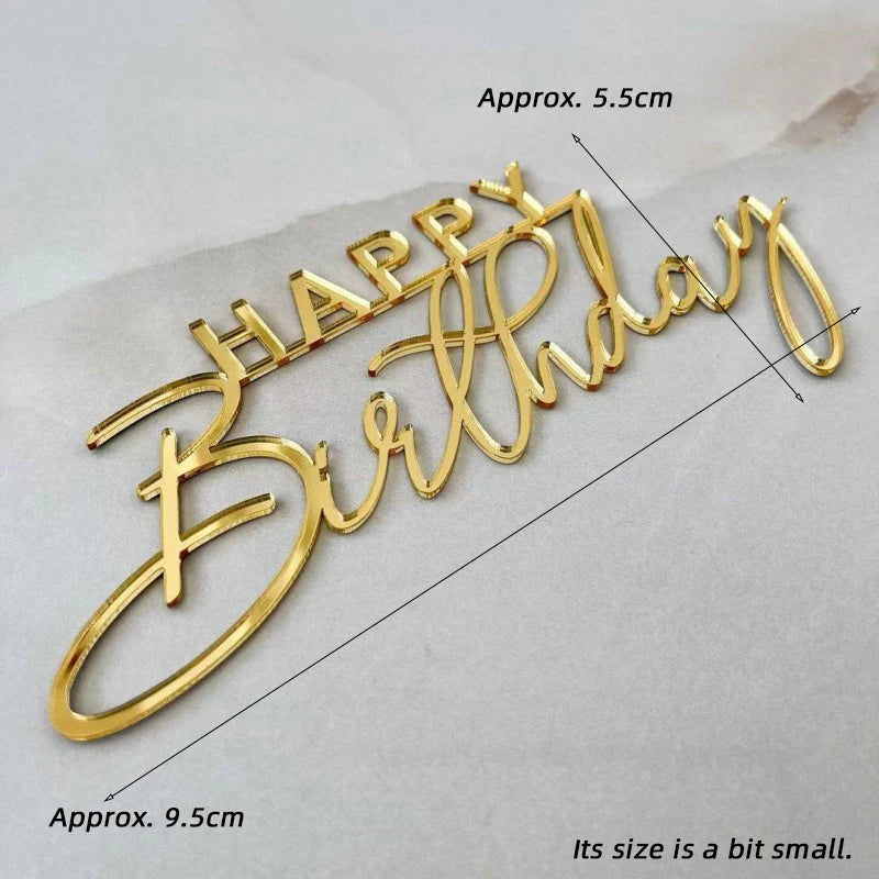 New Happy Birthday Cake Toppers Gold Acrylic Birthday Girl Kids Birthday Party Cake Topper Dessert Decoration Baby Shower Gift