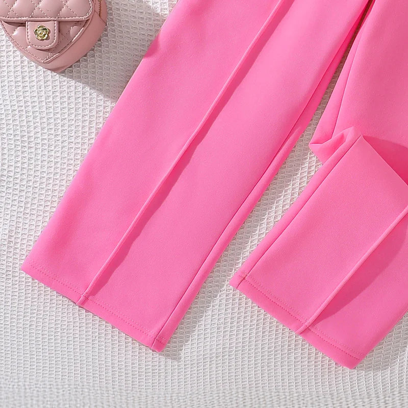 Children‘s Autumn Winter Warm Clothes Sets For Girls Solid Color Heart Print Top And Pants Daily Causal Sports Loose Lounge Wear