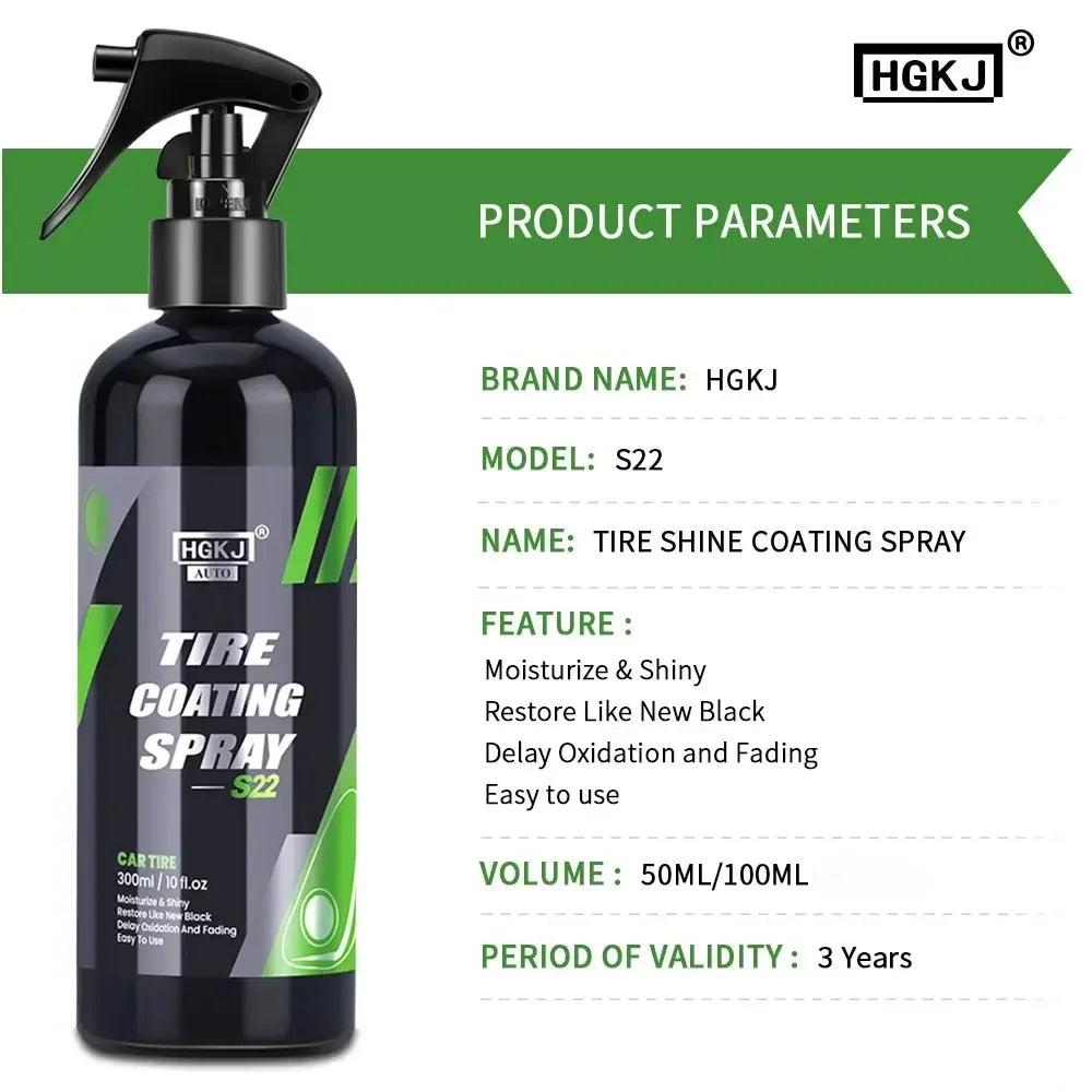 HGKJ S22 High Gloss Car Tire Shine Coating Spray