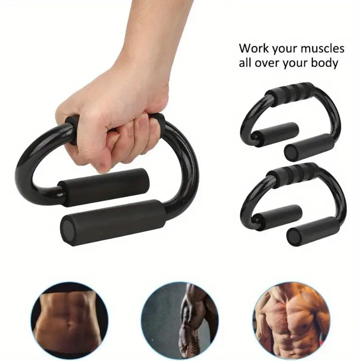 S-Shaped Stainless Steel Push-Up Brackets with Foam Handles - 2 Pack