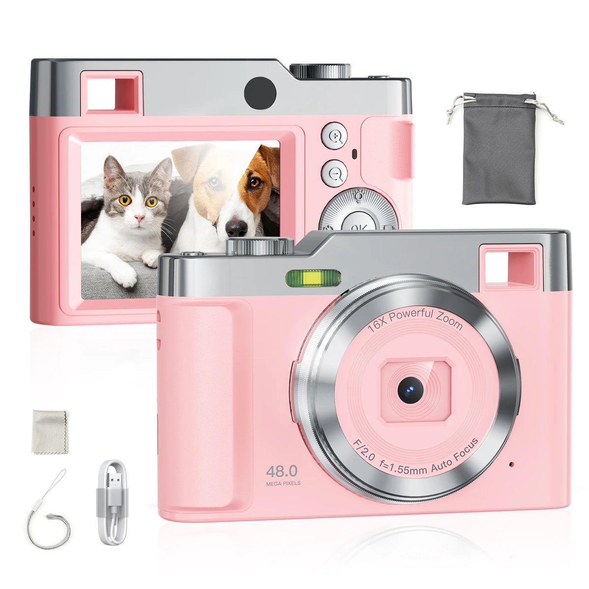 4K Digital Vlog Camera with 16X Zoom and 50MP Resolution