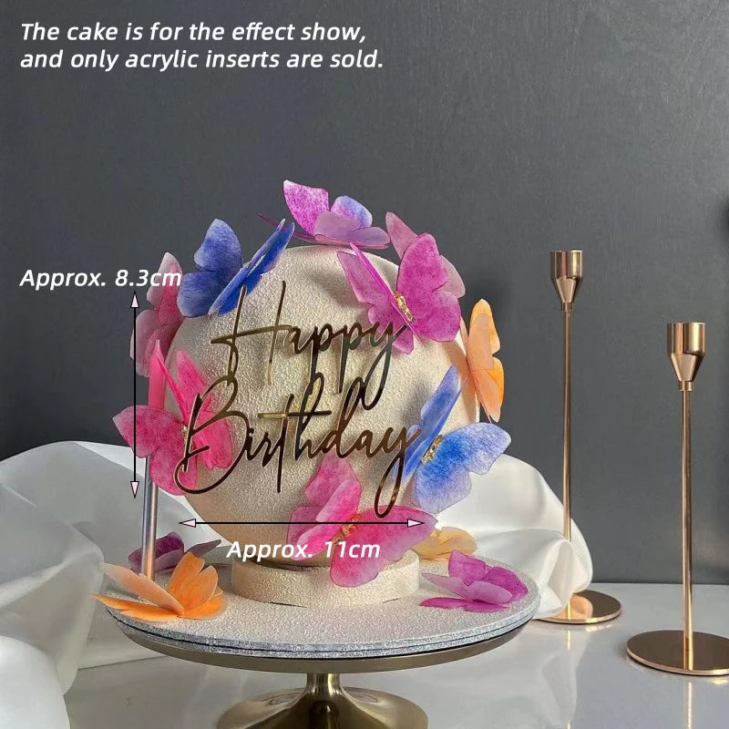 New Happy Birthday Cake Toppers Gold Acrylic Birthday Girl Kids Birthday Party Cake Topper Dessert Decoration Baby Shower Gift