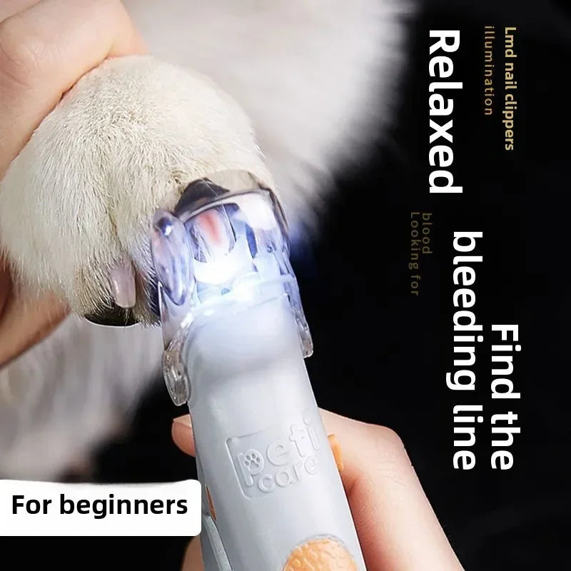 LED Pet Nail Clippers with Safety Guard, Professional Dog Cat Nail Trimmer Kit, Rechargeable Quiet Grooming Tool for Small Medium Dogs