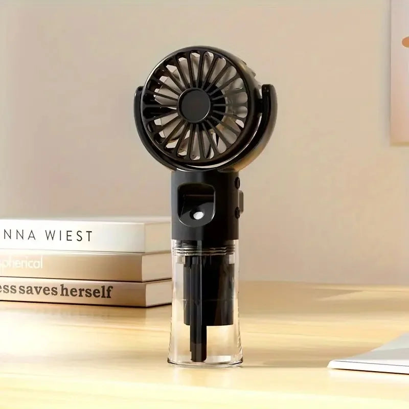 Portable Handheld Misting Fan with 4 Speeds and USB Charging