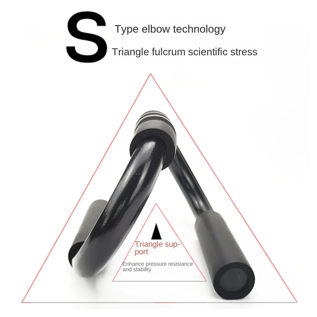 S-Shaped Stainless Steel Push-Up Brackets with Foam Handles - 2 Pack