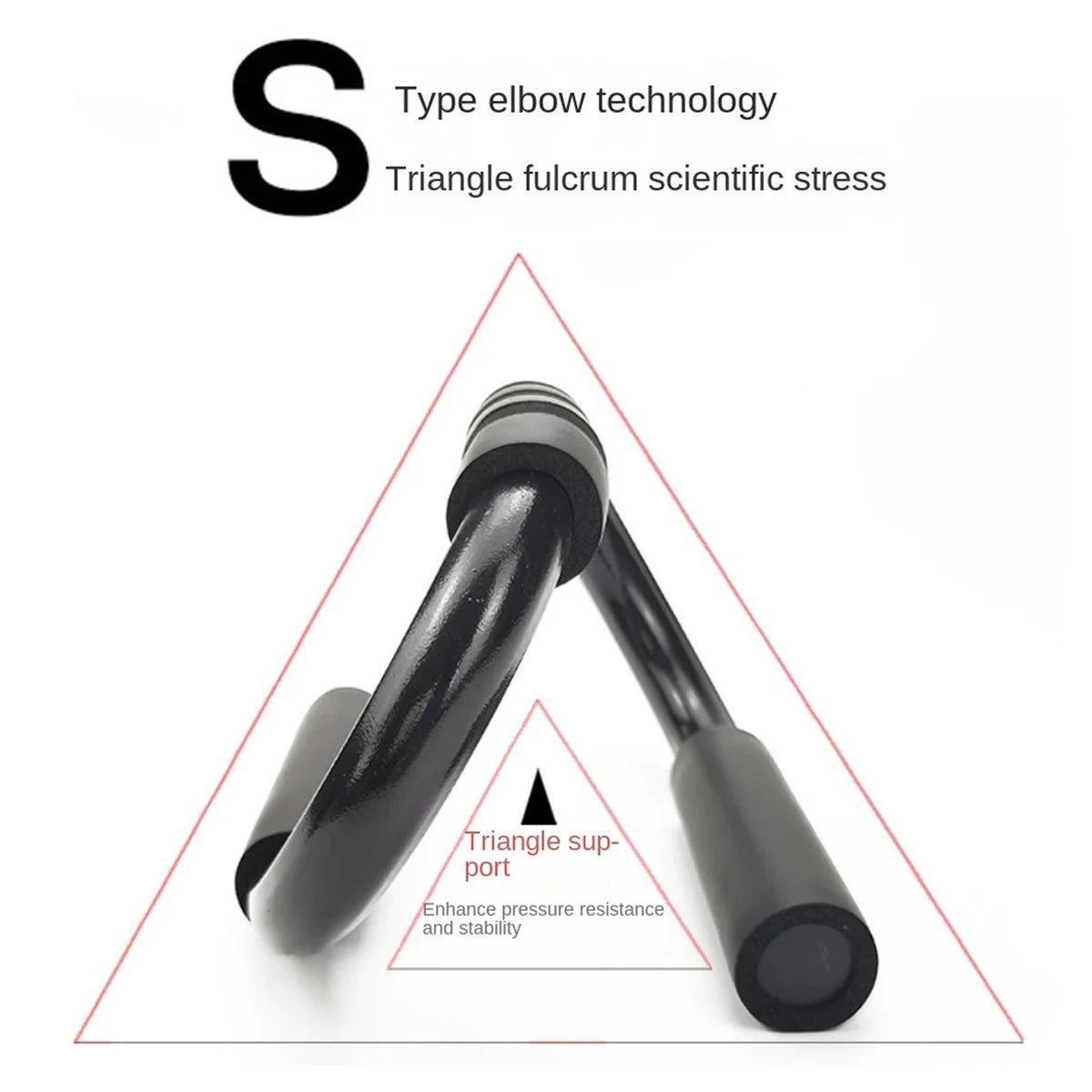 S-Shaped Stainless Steel Push-Up Brackets with Foam Handles - 2 Pack