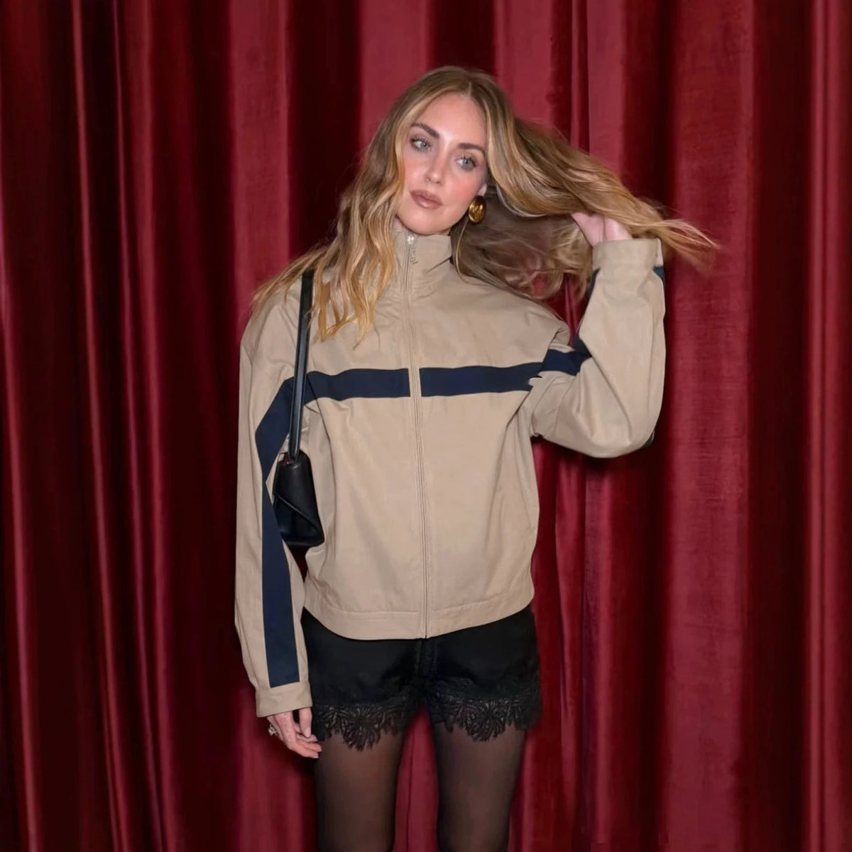 Suninheart Autumn Women's Jackets Oversized Vintage Bomber Jacket Zip Up Stand Collar Short Coat Streetwear Fashion Outwear