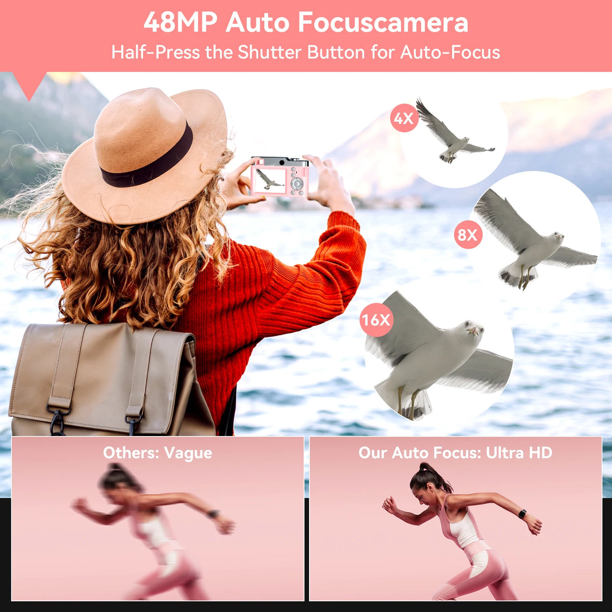 4K Digital Vlog Camera with 16X Zoom and 50MP Resolution