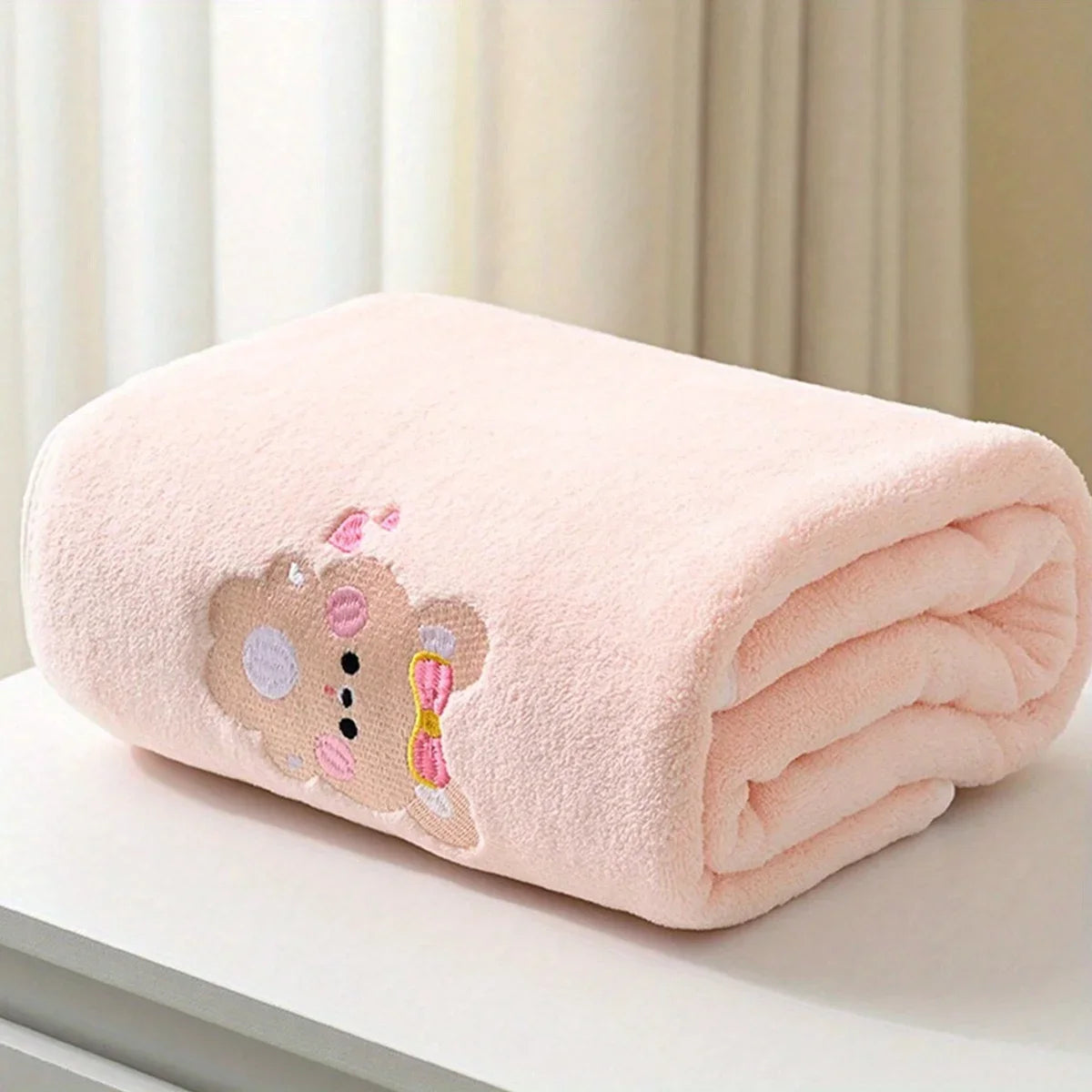 Lovely Baby Blanket for Kids Coral Fleece Super Soft with Embroideries Absorbent Baby Room Blanket Super Soft