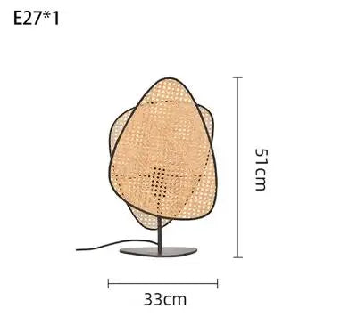 Hand-Woven Rattan Leaf Grid Chandelier E27 Wicker Pendant Lamp