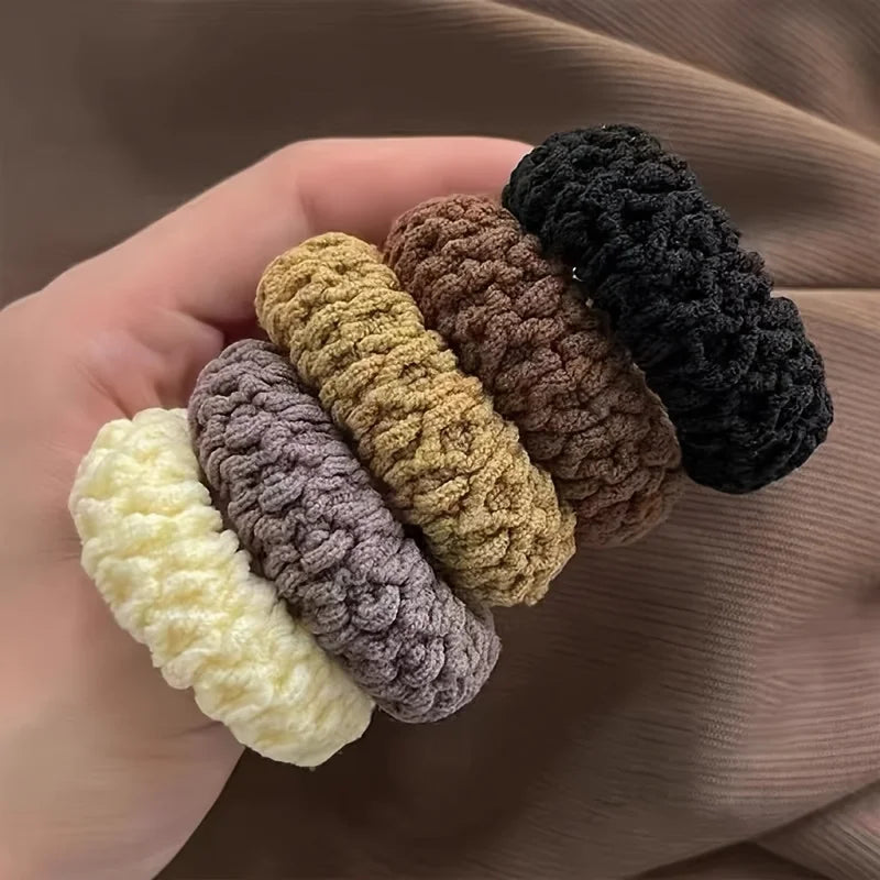 A Set of 5/10High Elastic Thick HairBands Hair rope Suitable for Ladies-Elegant and Sweet Solid Color Bun Tie Multi-Color Option