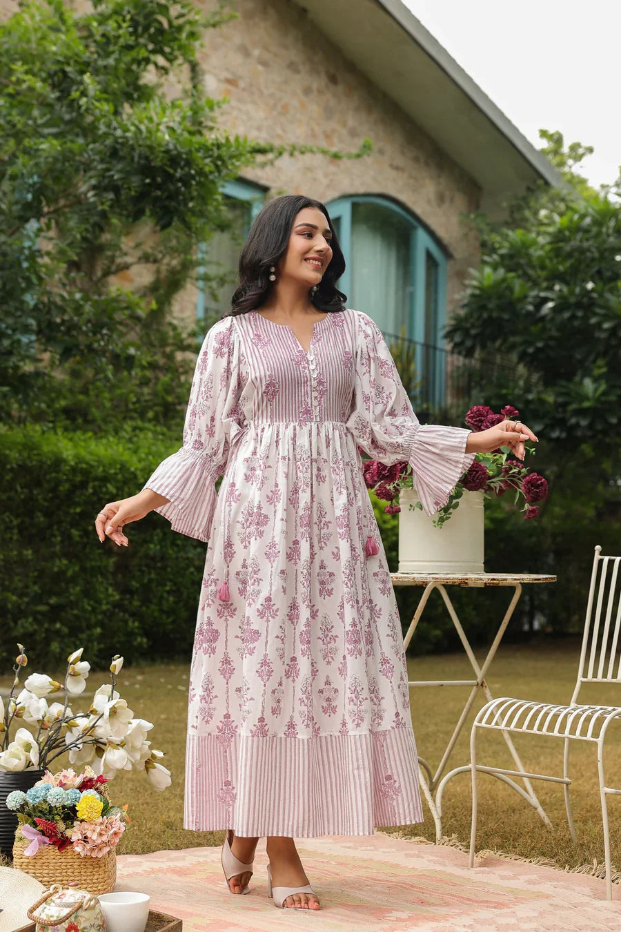 Women's Girls' Pure Cotton Maxi Dress Indian Block Print Casual Summer Evening Party Trendy New Wholesale Long Midi Dress