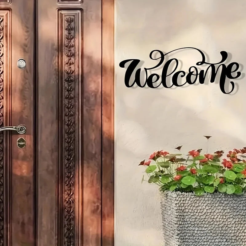 Stunning Welcome Metal Wall Art Sign - Durable Iron Decorative Plaque for Home and Garden with Rustic Finish - Weather Resistant