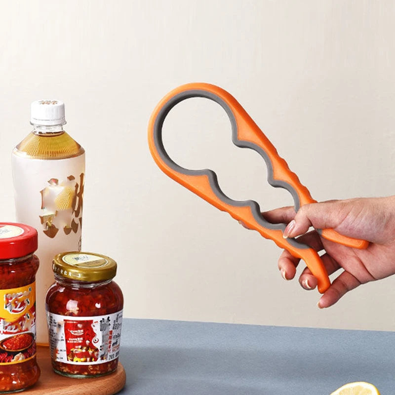 Multifunctional 4-in-1 Kitchen Tool Jar Gripper Lid Opener Can Opener Bottle Opener - Easy to Use Home Essential