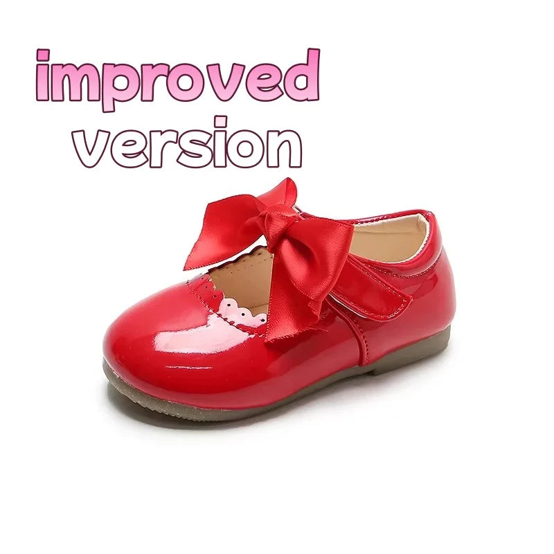 Spring Autumn Baby Girls Shoes Cute Bow Patent Leather Princess Shoes Solid Color Kids Gilrs Dancing Shoes First Walkers