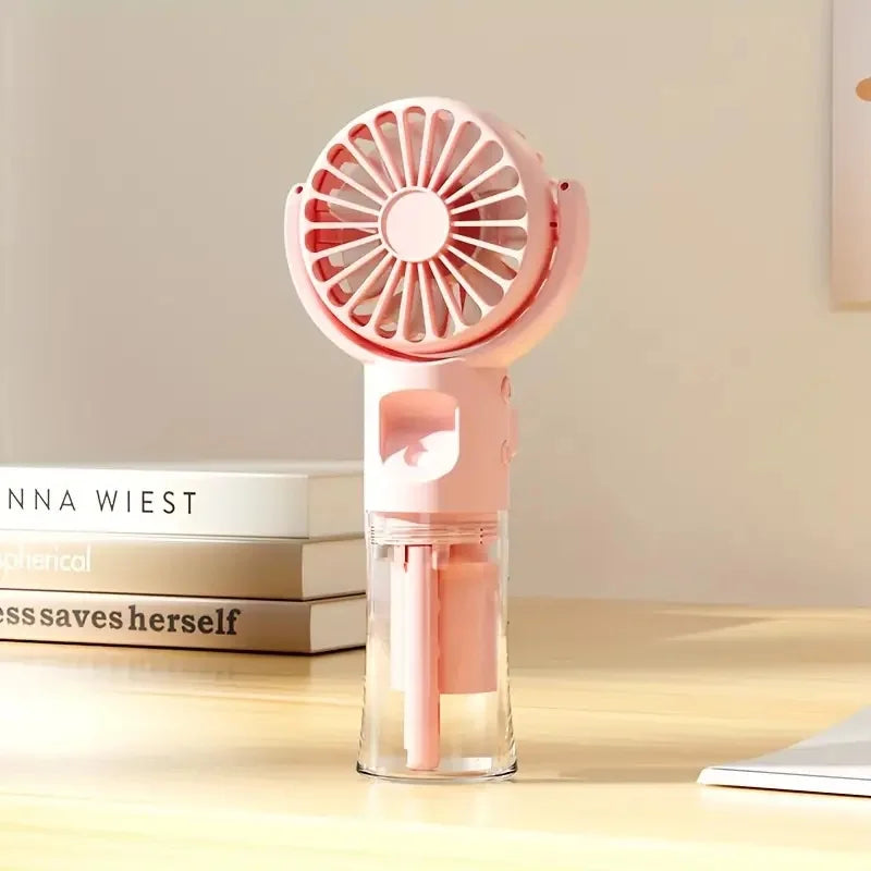 Portable Handheld Misting Fan with 4 Speeds and USB Charging