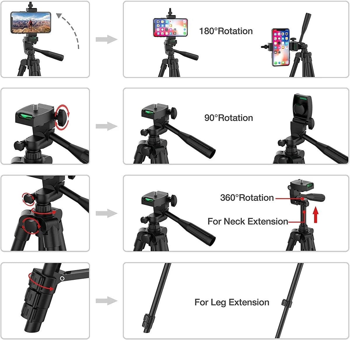 Lightweight Mobile Tripod with Bluetooth Remote and Phone Holder