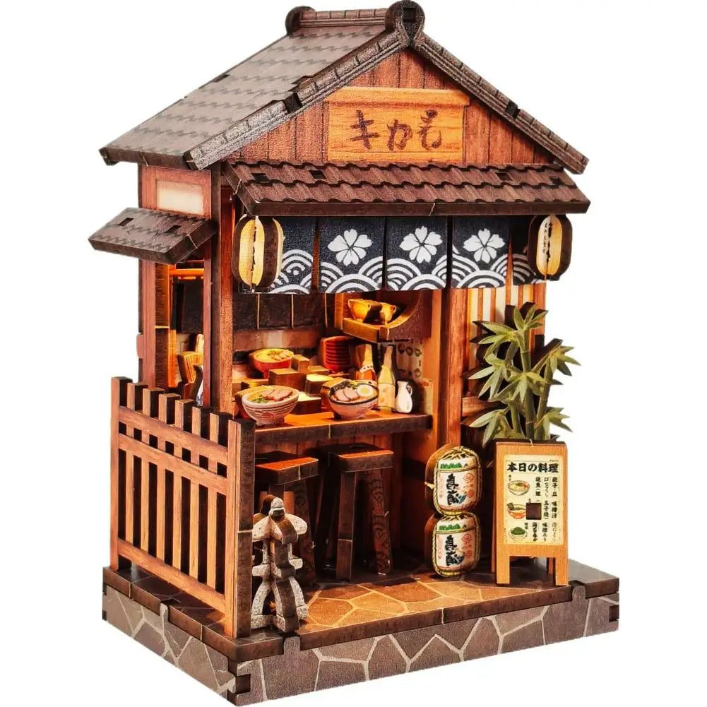 Creative Bookstore Desktop Decoration DIY Wooden Book Home Building Gift Mini Flower Shop Model For Adults With LED Lighting