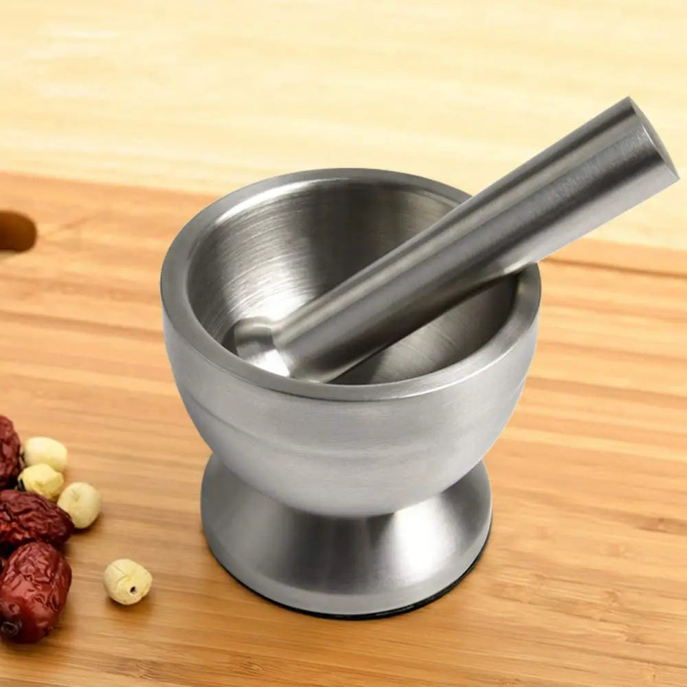 Premium Stainless Steel Alloy Steel Mortar and Pestle Durable Heavy Duty Spice Grinder for Kitchen Use