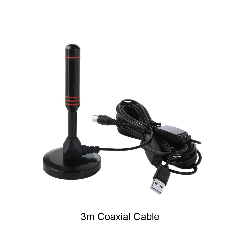 Portable HD Digital TV Antenna with 300cm Coax Cable for DVB-T/T2 DAB Freeview