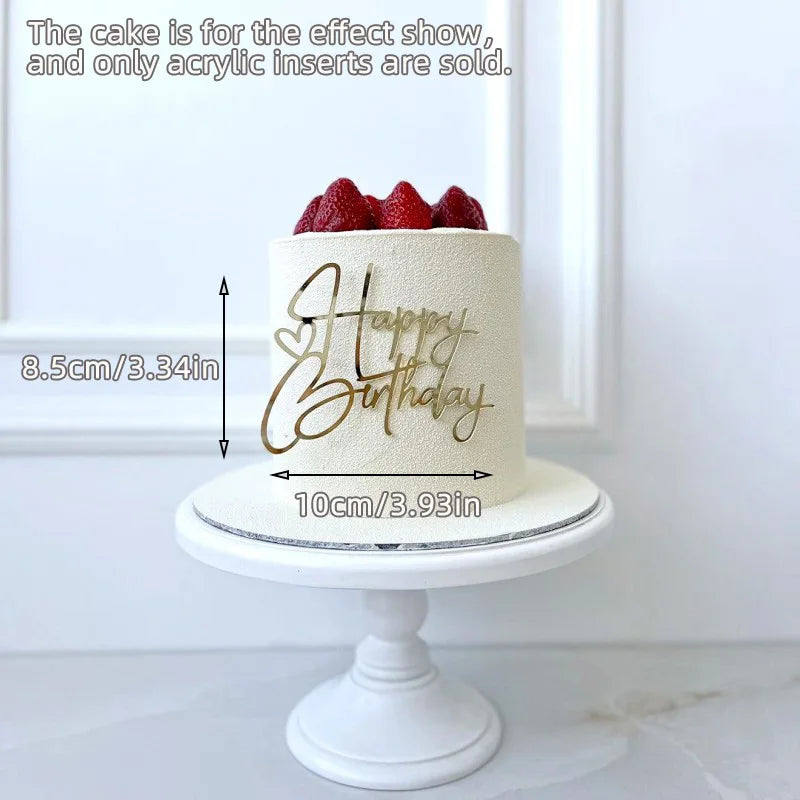New Happy Birthday Cake Toppers Gold Acrylic Birthday Girl Kids Birthday Party Cake Topper Dessert Decoration Baby Shower Gift