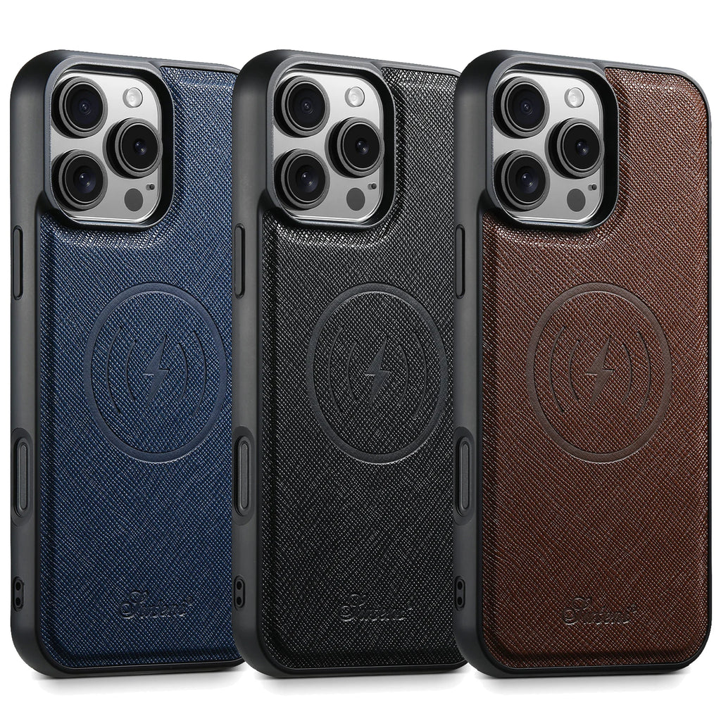 SUTENI Wireless Charging Phone Case Matte Texture Luxury Faux Leather Magnet For iPhone 18 Pro Max 17 Air 16 Plus 15 14 13 12