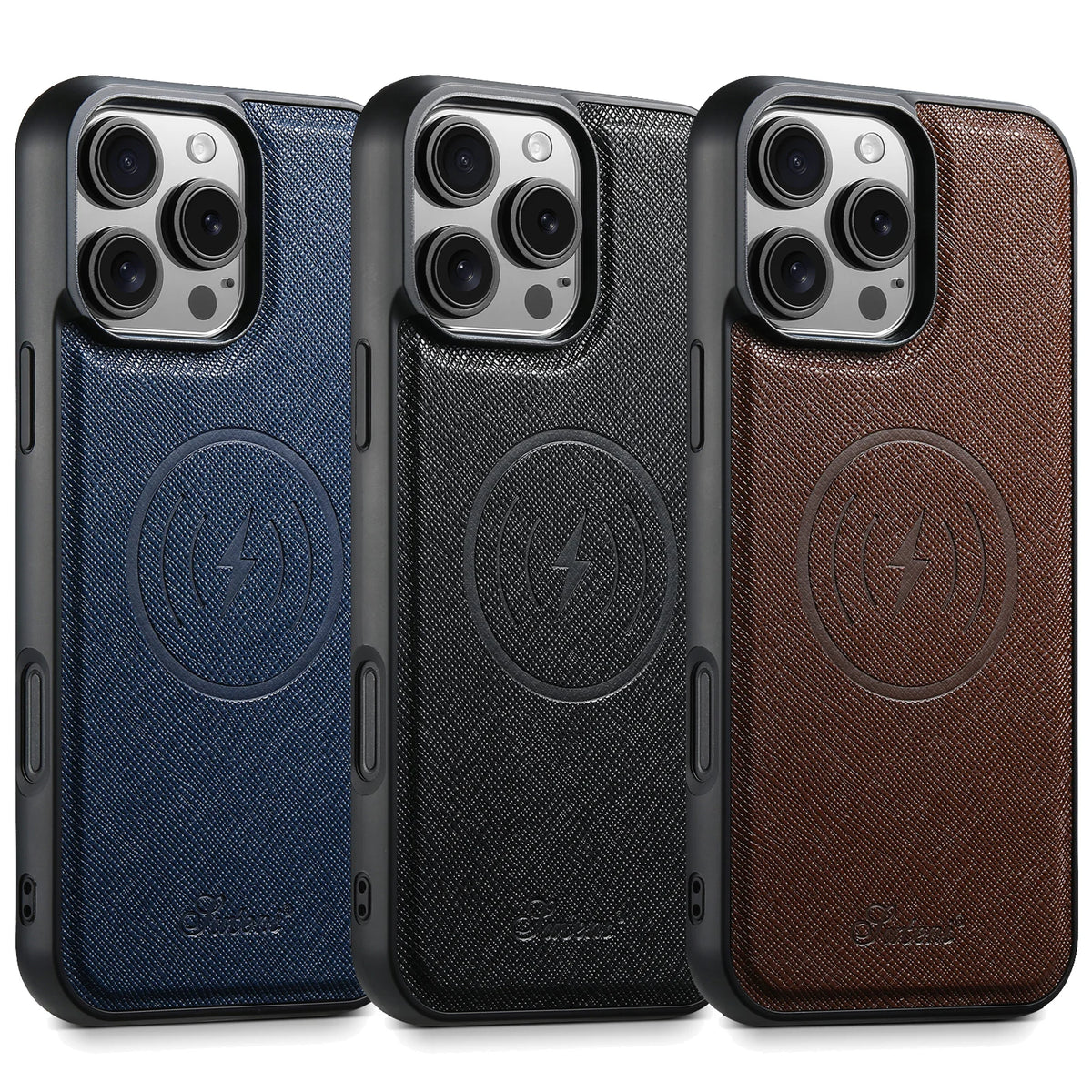 SUTENI Wireless Charging Phone Case Matte Texture Luxury Faux Leather Magnet For iPhone 18 Pro Max 17 Air 16 Plus 15 14 13 12