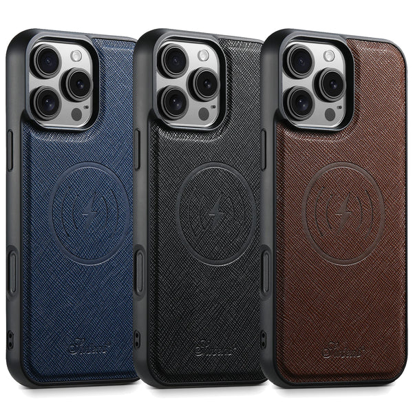 SUTENI Wireless Charging Phone Case Matte Texture Luxury Faux Leather Magnet For iPhone 18 Pro Max 17 Air 16 Plus 15 14 13 12